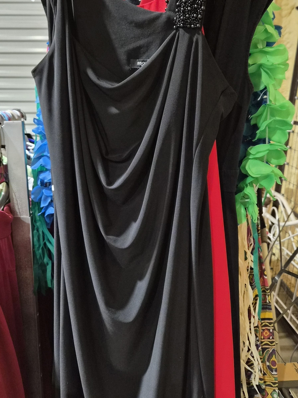 Bisou Bisou Black Dress with Red Side Panel